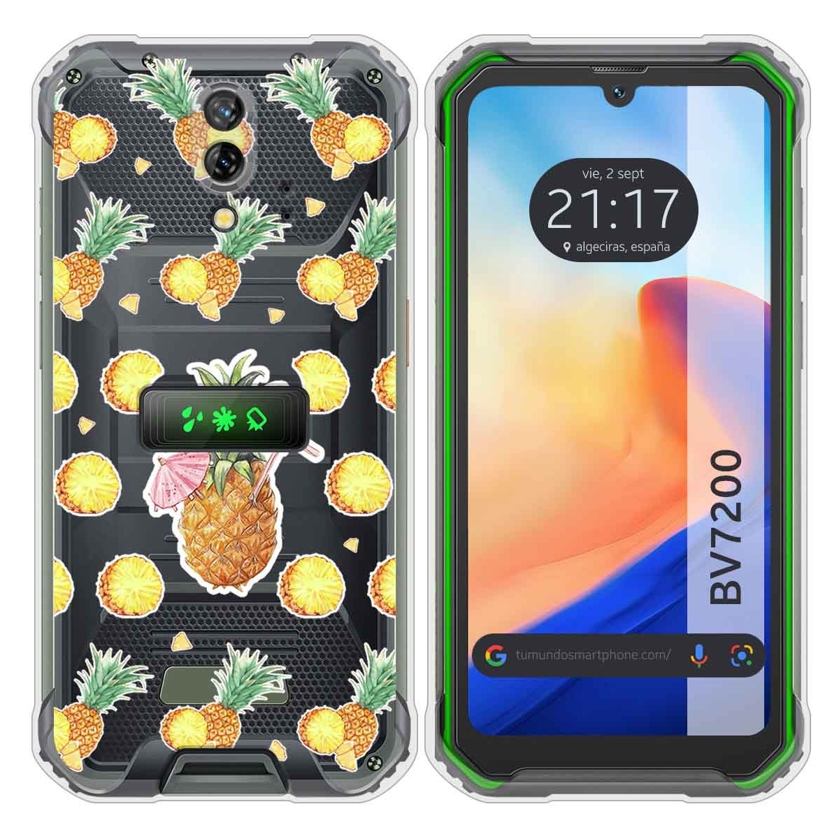 Funda Silicona Transparente para Blackview BV7200 diseño Piña Dibujos