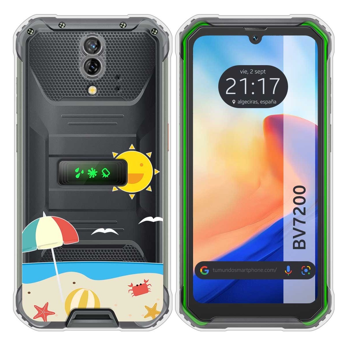 Funda Silicona Transparente para Blackview BV7200 diseño Playa Dibujos