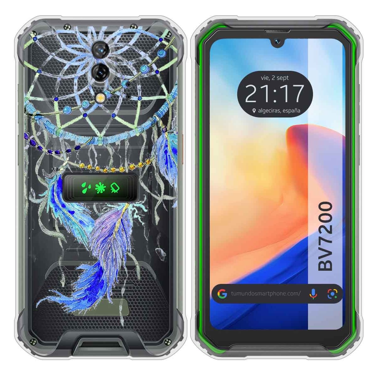 Funda Silicona Transparente para Blackview BV7200 diseño Plumas Dibujos