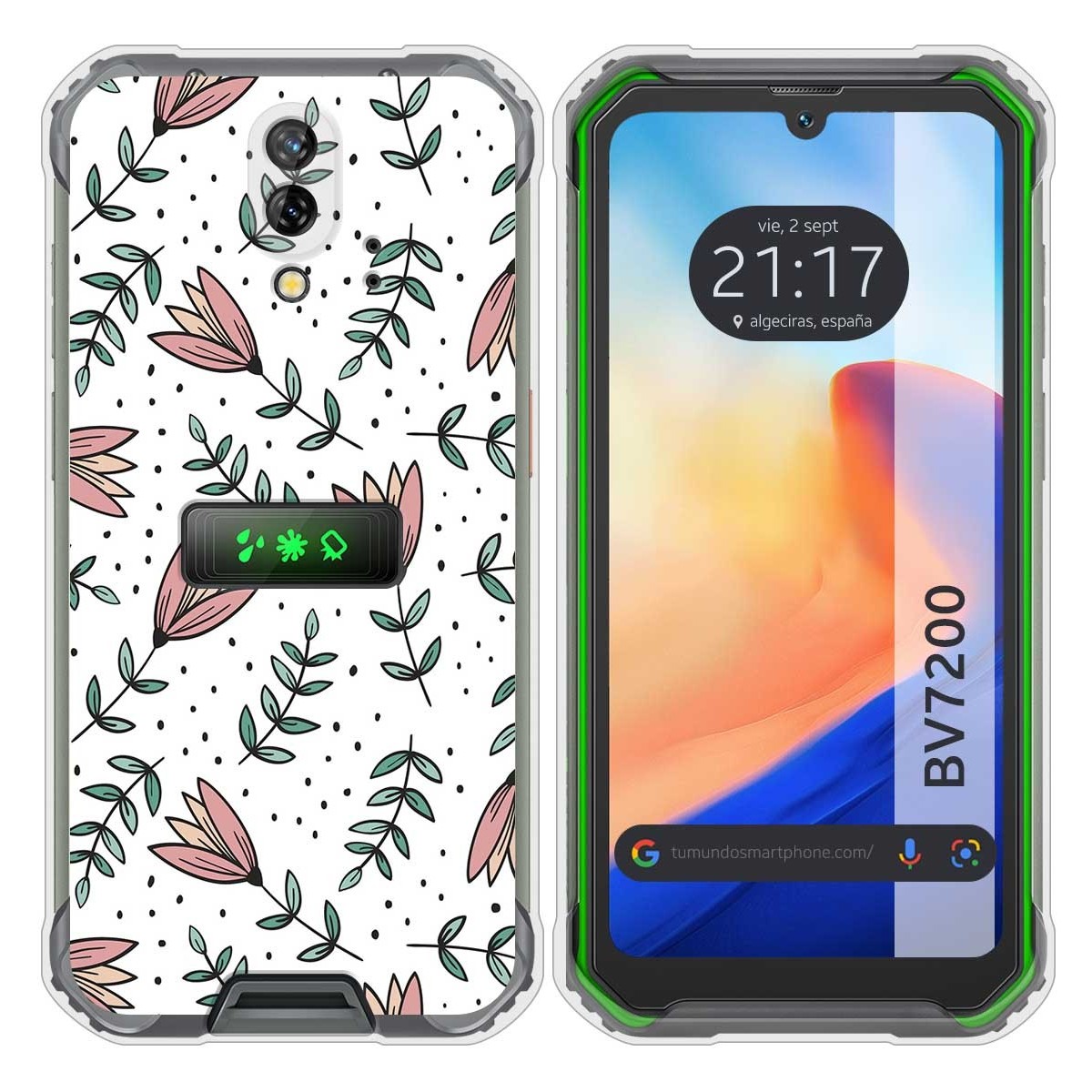 Funda Silicona Transparente para Blackview BV7200 diseño Flores 01 Dibujos