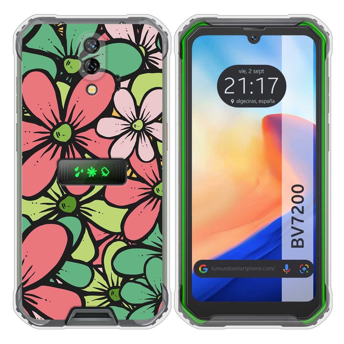 Funda Silicona Transparente para Blackview BV7200 diseño Flores 02 Dibujos