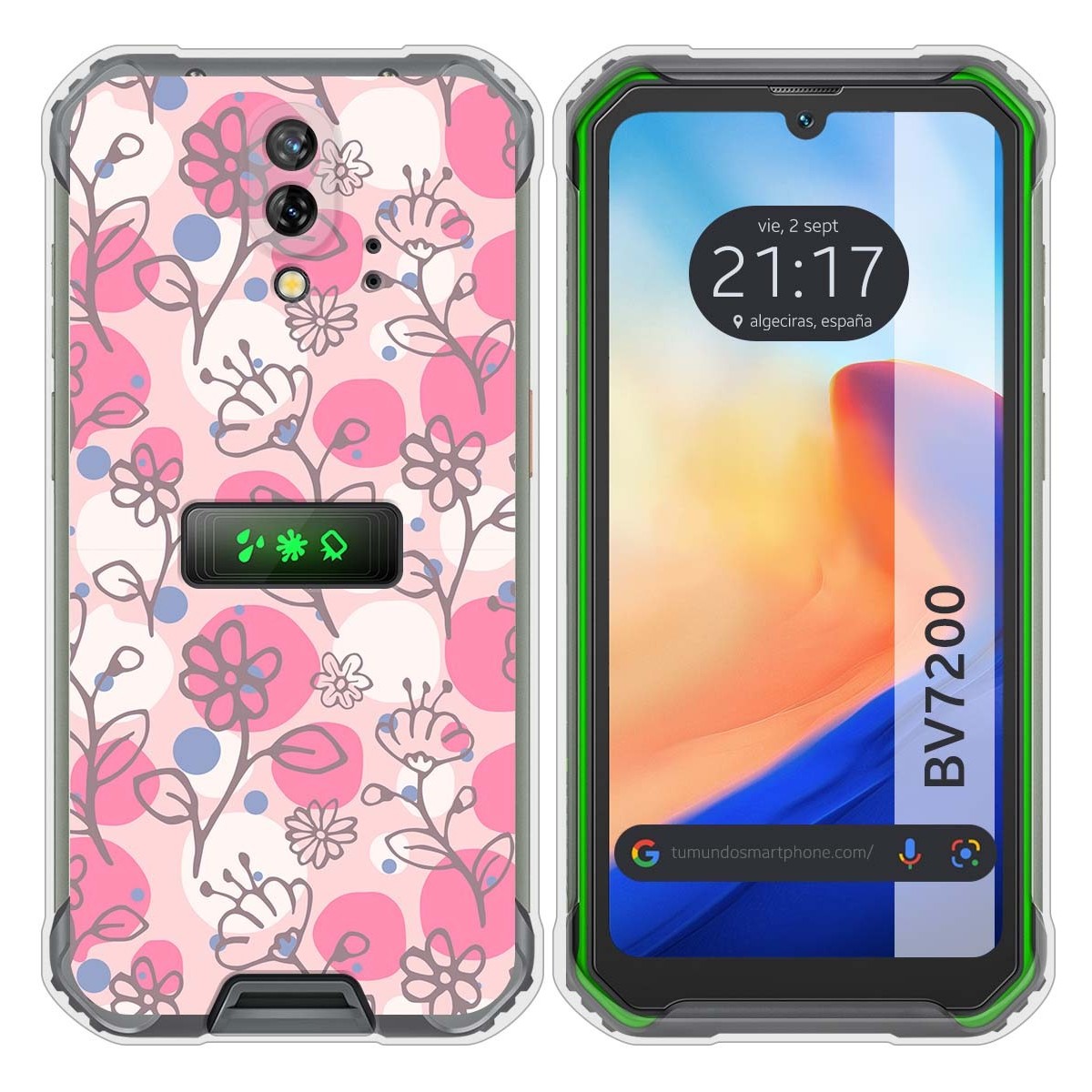 Funda Silicona Transparente para Blackview BV7200 diseño Flores 07 Dibujos