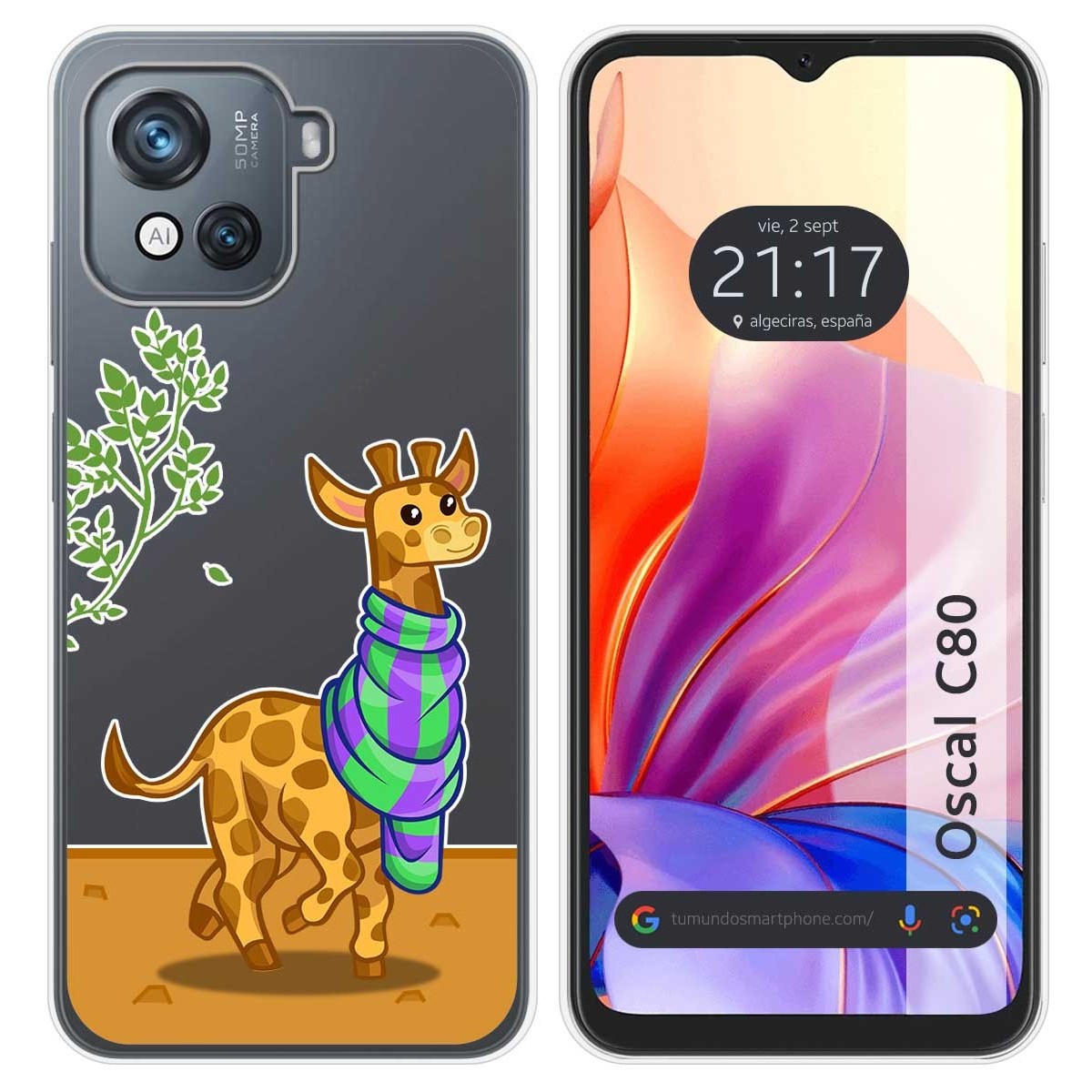 Funda Silicona Transparente para Blackview Oscal C80 diseño Jirafa Dibujos