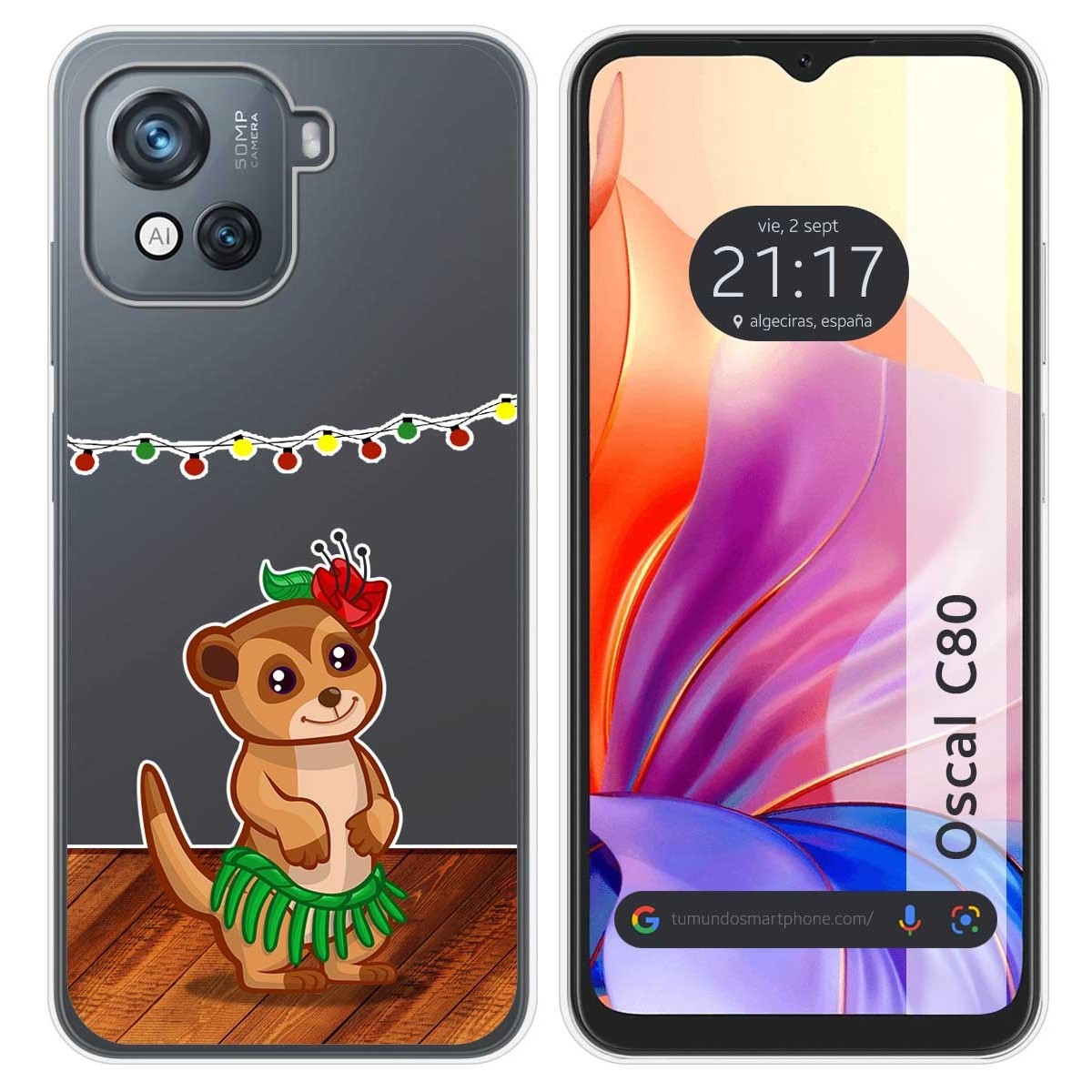 Funda Silicona Transparente para Blackview Oscal C80 diseño Suricata Dibujos