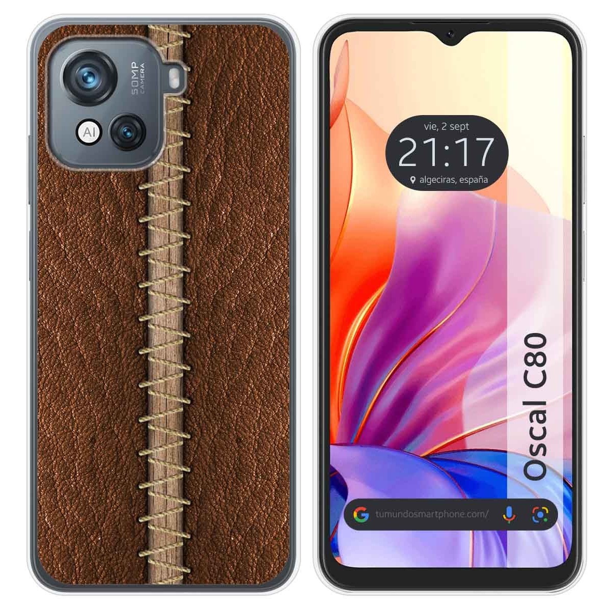 Funda Silicona para Blackview Oscal C80 diseño Cuero 01 Dibujos