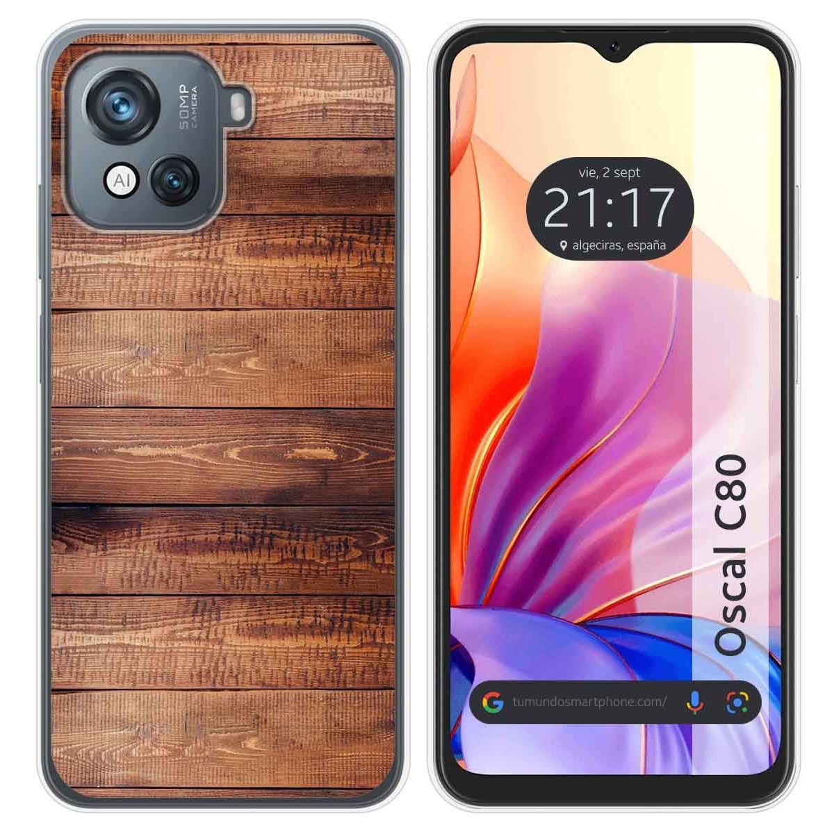 Funda Silicona para Blackview Oscal C80 diseño Madera 02 Dibujos