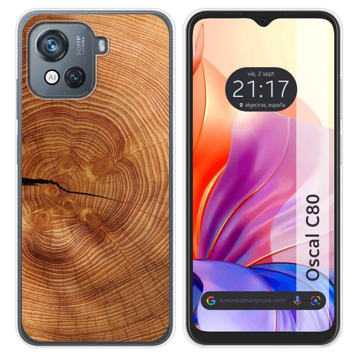 Funda Silicona para Blackview Oscal C80 diseño Madera 04 Dibujos