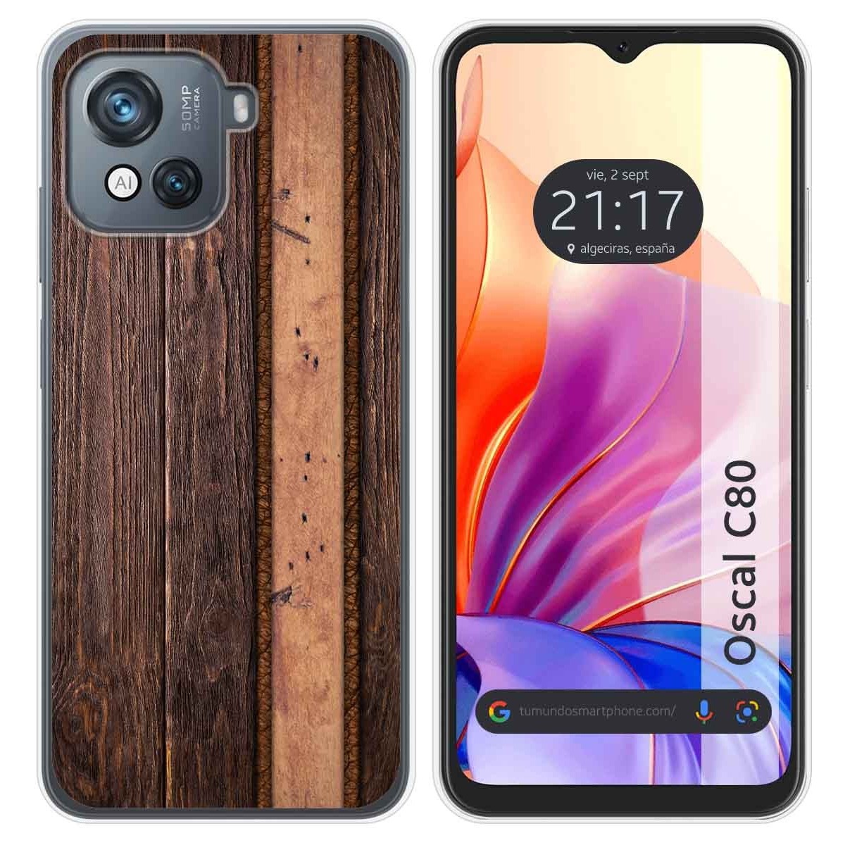 Funda Silicona para Blackview Oscal C80 diseño Madera 05 Dibujos