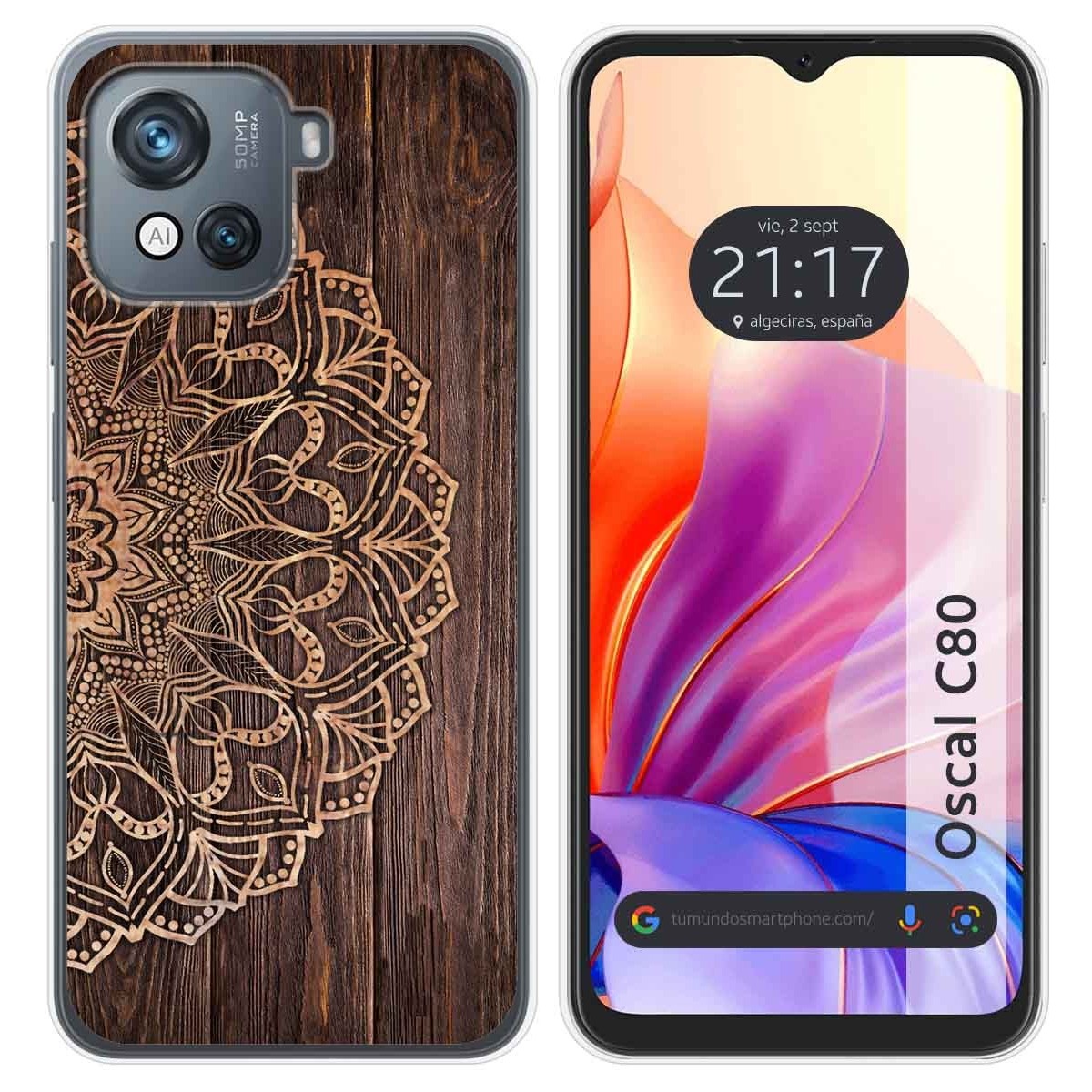 Funda Silicona para Blackview Oscal C80 diseño Madera 06 Dibujos