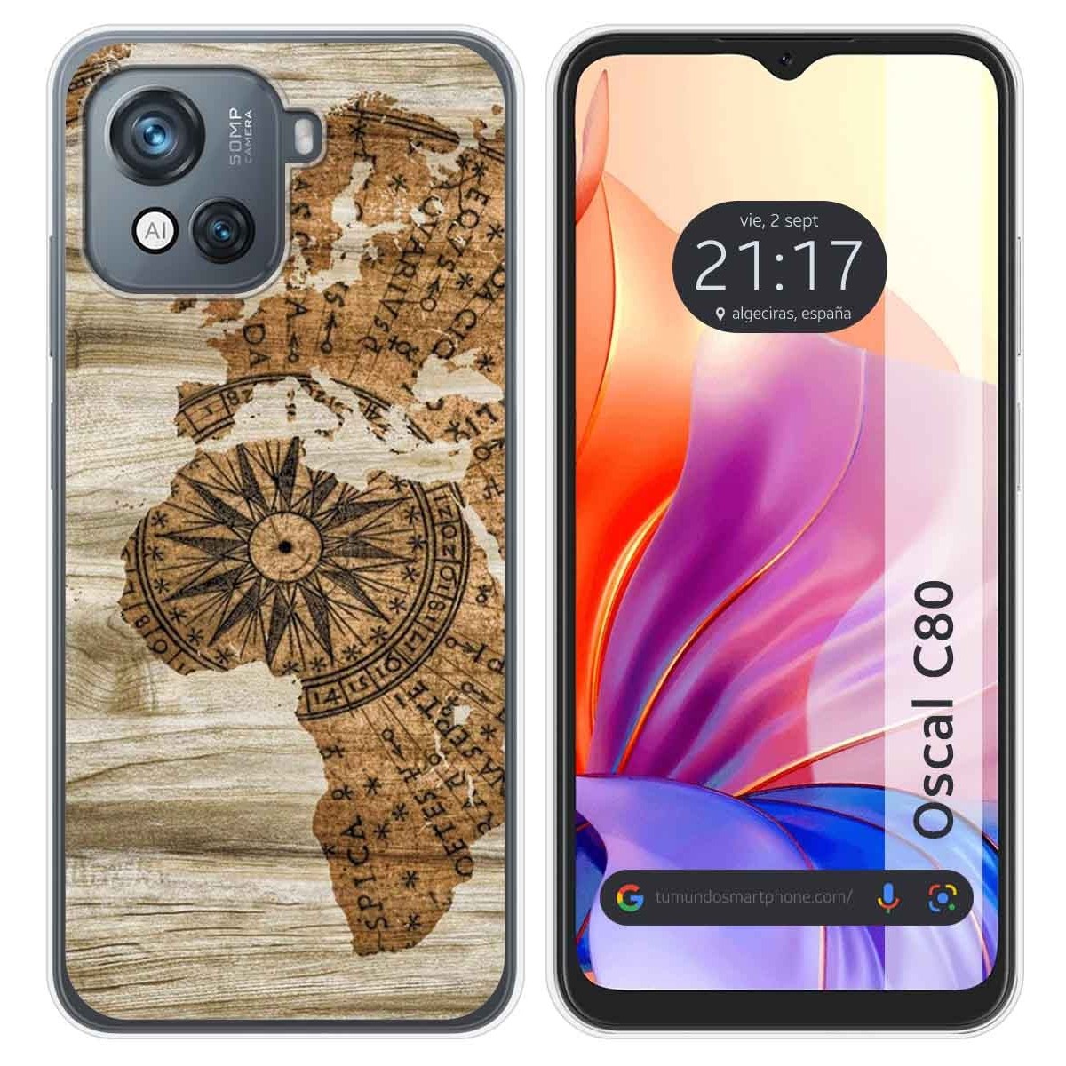 Funda Silicona para Blackview Oscal C80 diseño Madera 07 Dibujos