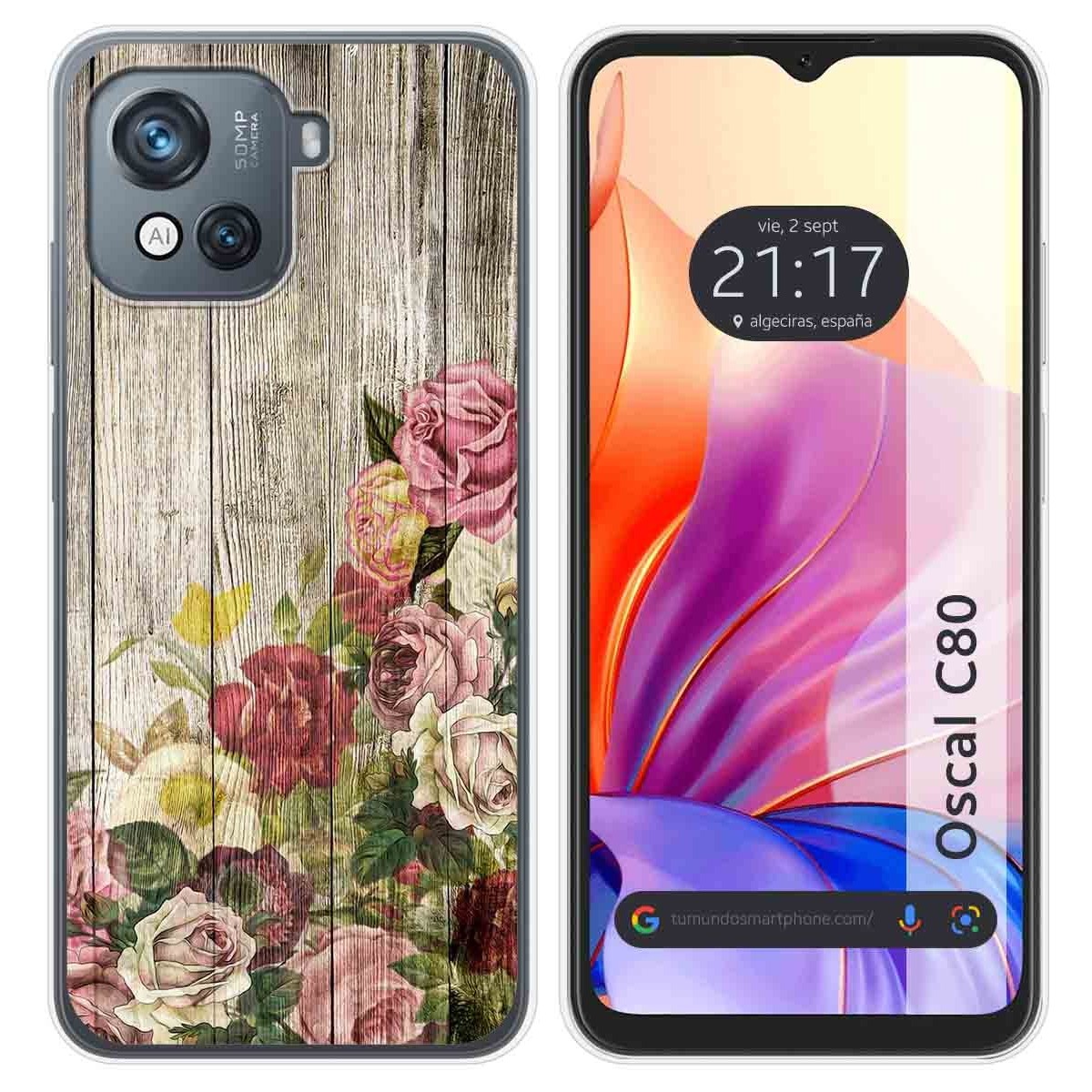 Funda Silicona para Blackview Oscal C80 diseño Madera 08 Dibujos