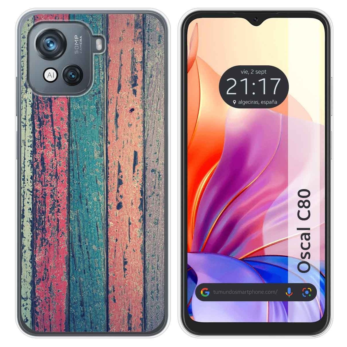 Funda Silicona para Blackview Oscal C80 diseño Madera 10 Dibujos