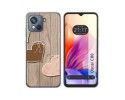 Funda Silicona para Blackview Oscal C80 diseño Corazones Madera Dibujos
