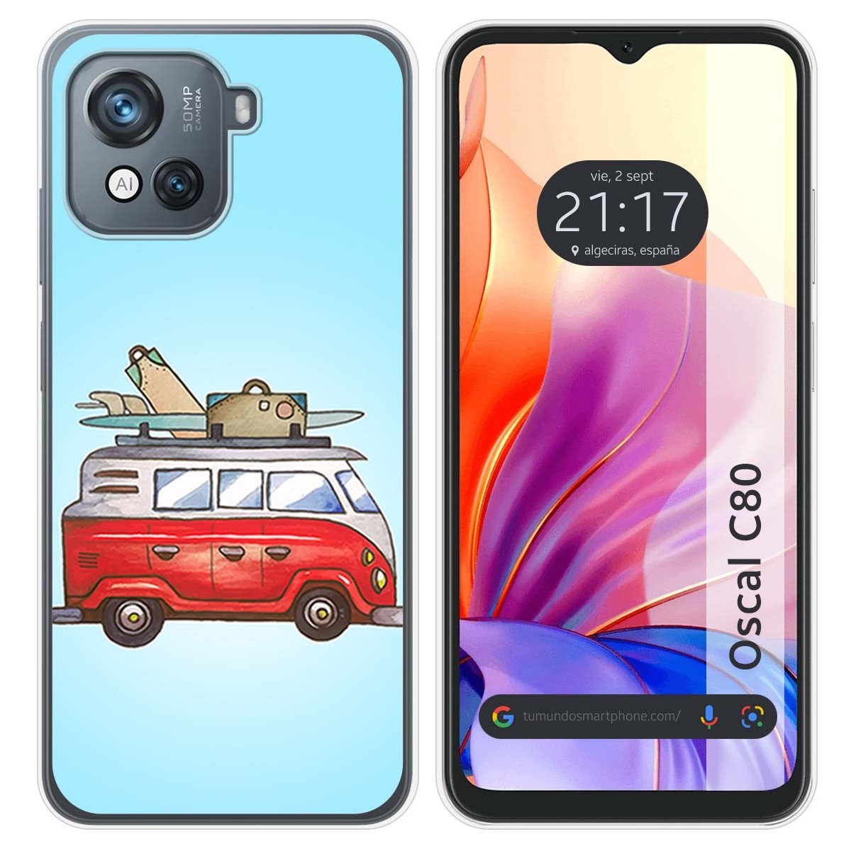 Funda Silicona para Blackview Oscal C80 diseño Furgoneta Dibujos