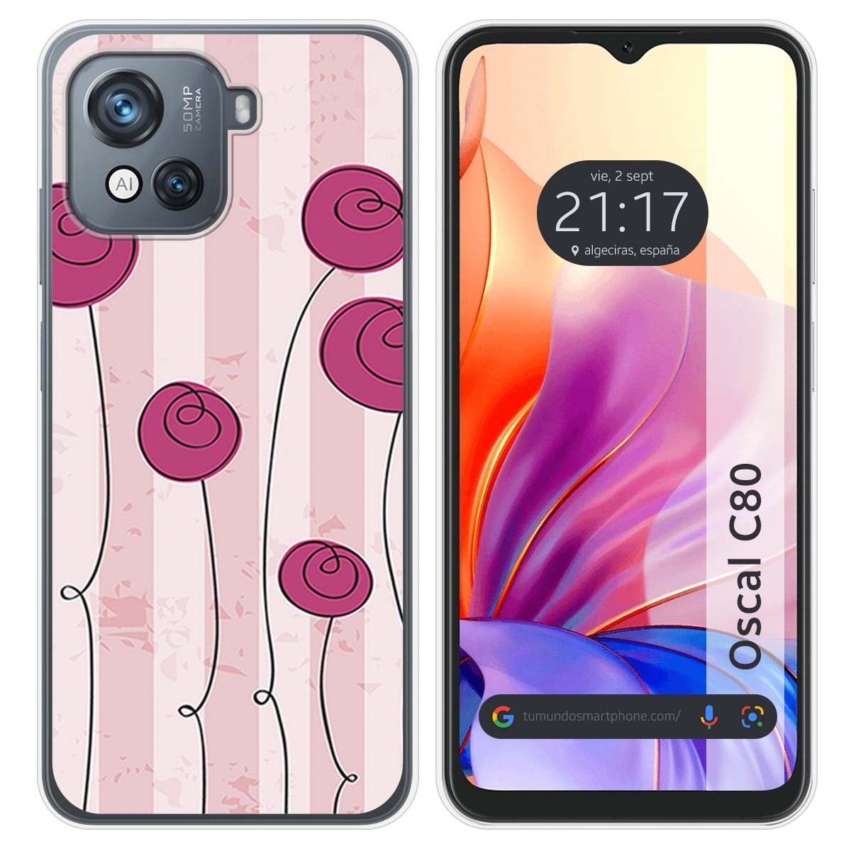 Funda Silicona para Blackview Oscal C80 diseño Flores Vintage Dibujos