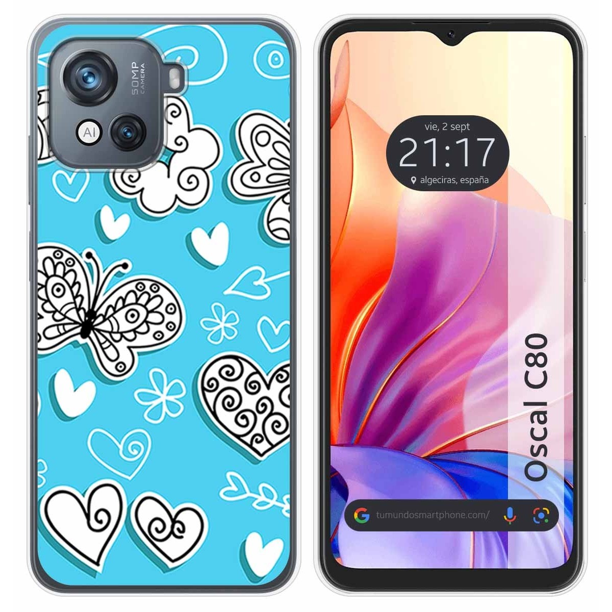 Funda Silicona para Blackview Oscal C80 diseño Mariposas Dibujos