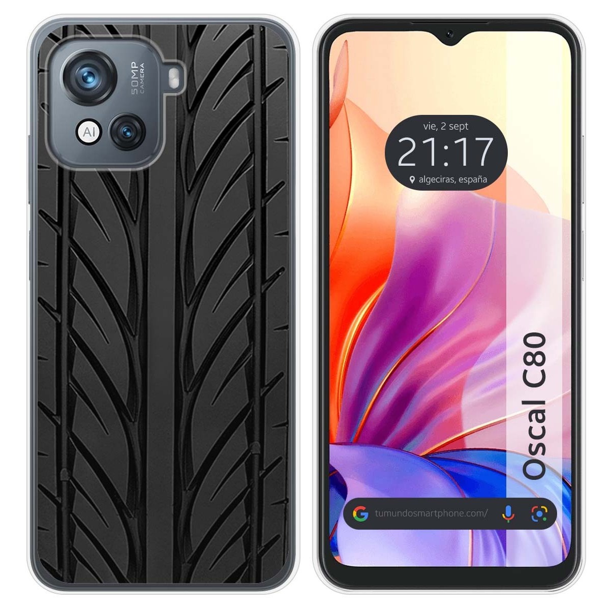 Funda Silicona para Blackview Oscal C80 diseño Neumatico Dibujos