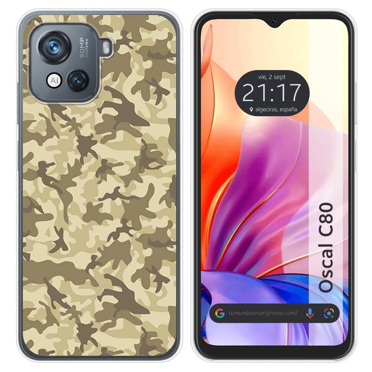 Funda Silicona para Blackview Oscal C80 diseño Sand Camuflaje Dibujos