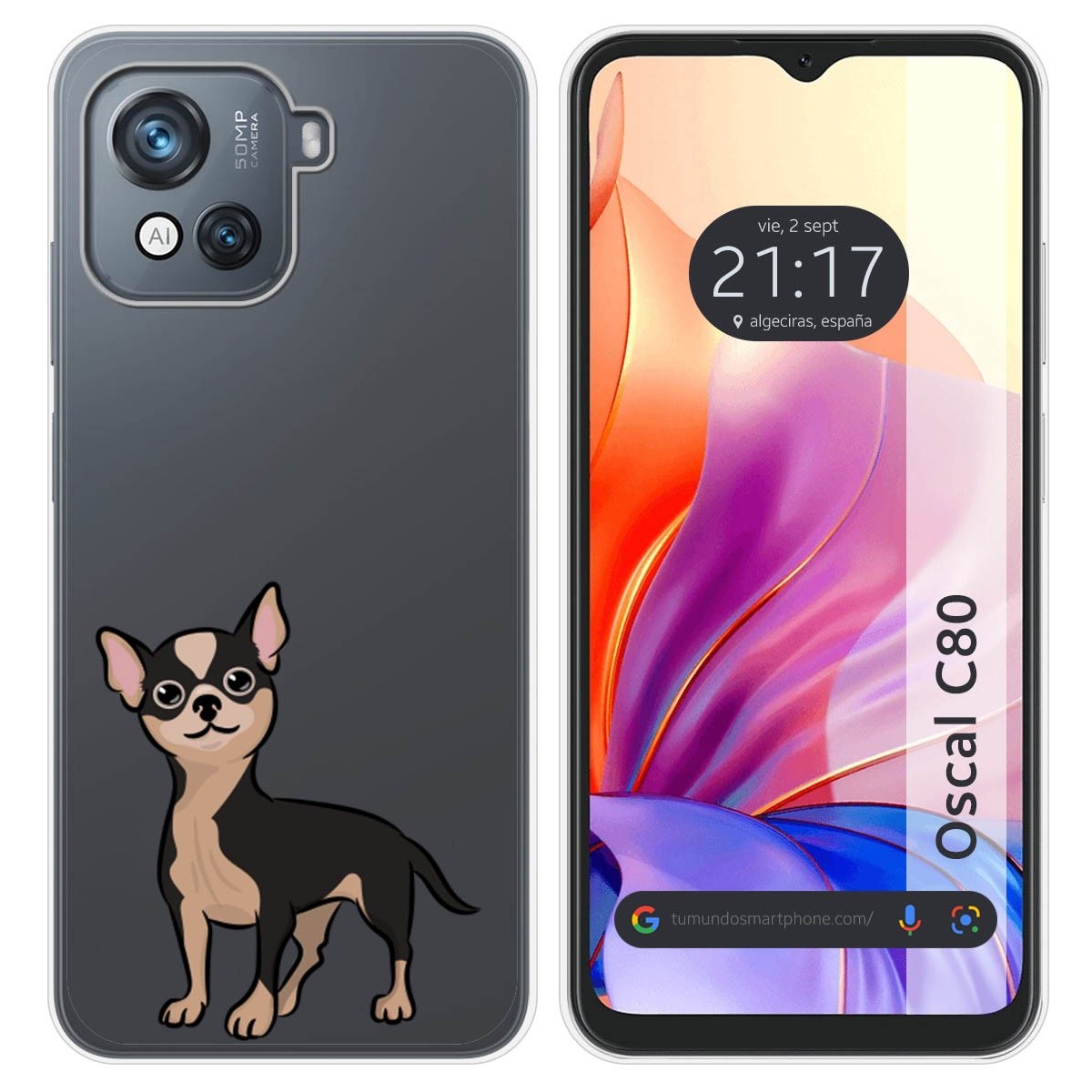 Funda Silicona Transparente para Blackview Oscal C80 diseño Perros 04 Dibujos