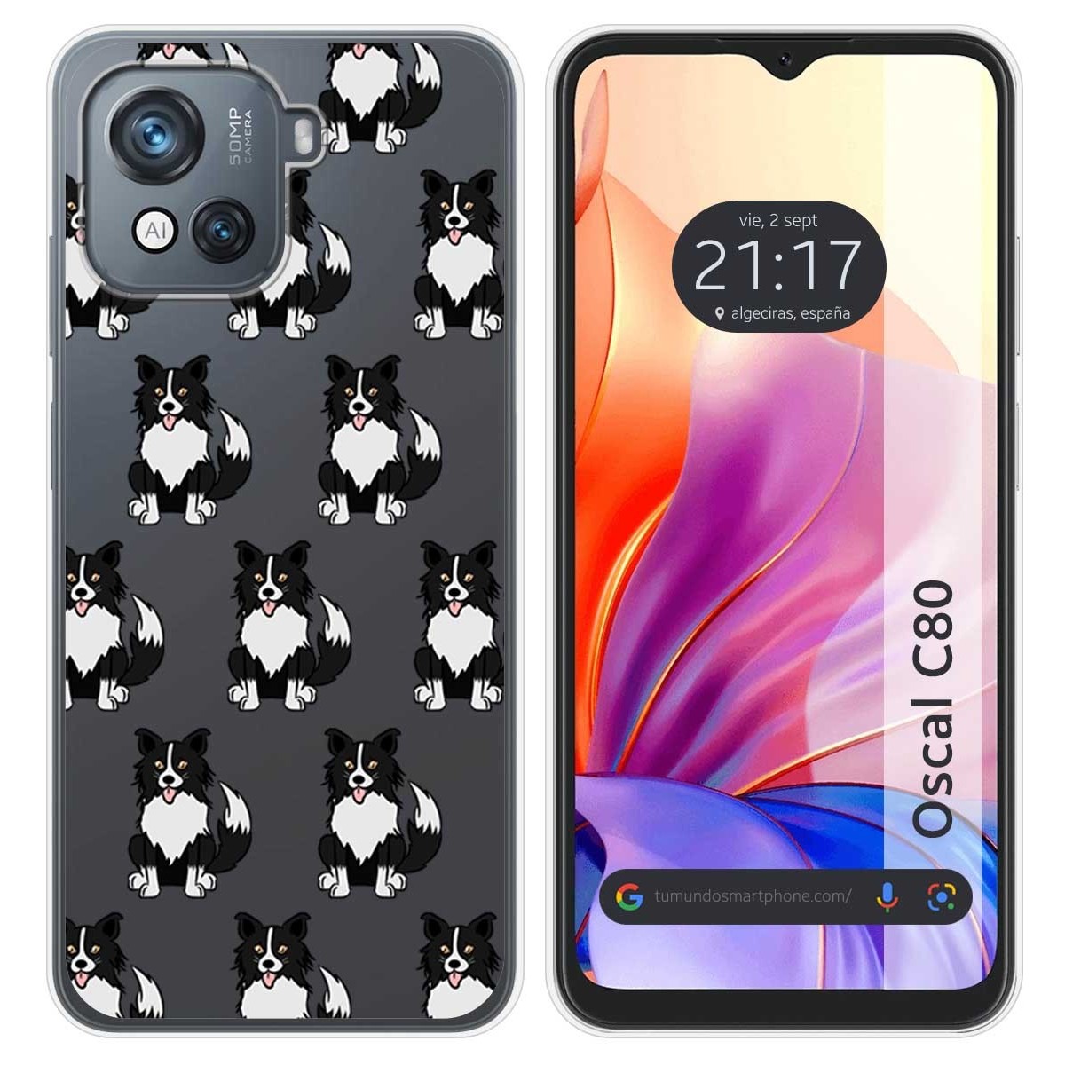 Funda Silicona Transparente para Blackview Oscal C80 diseño Perros 07 Dibujos