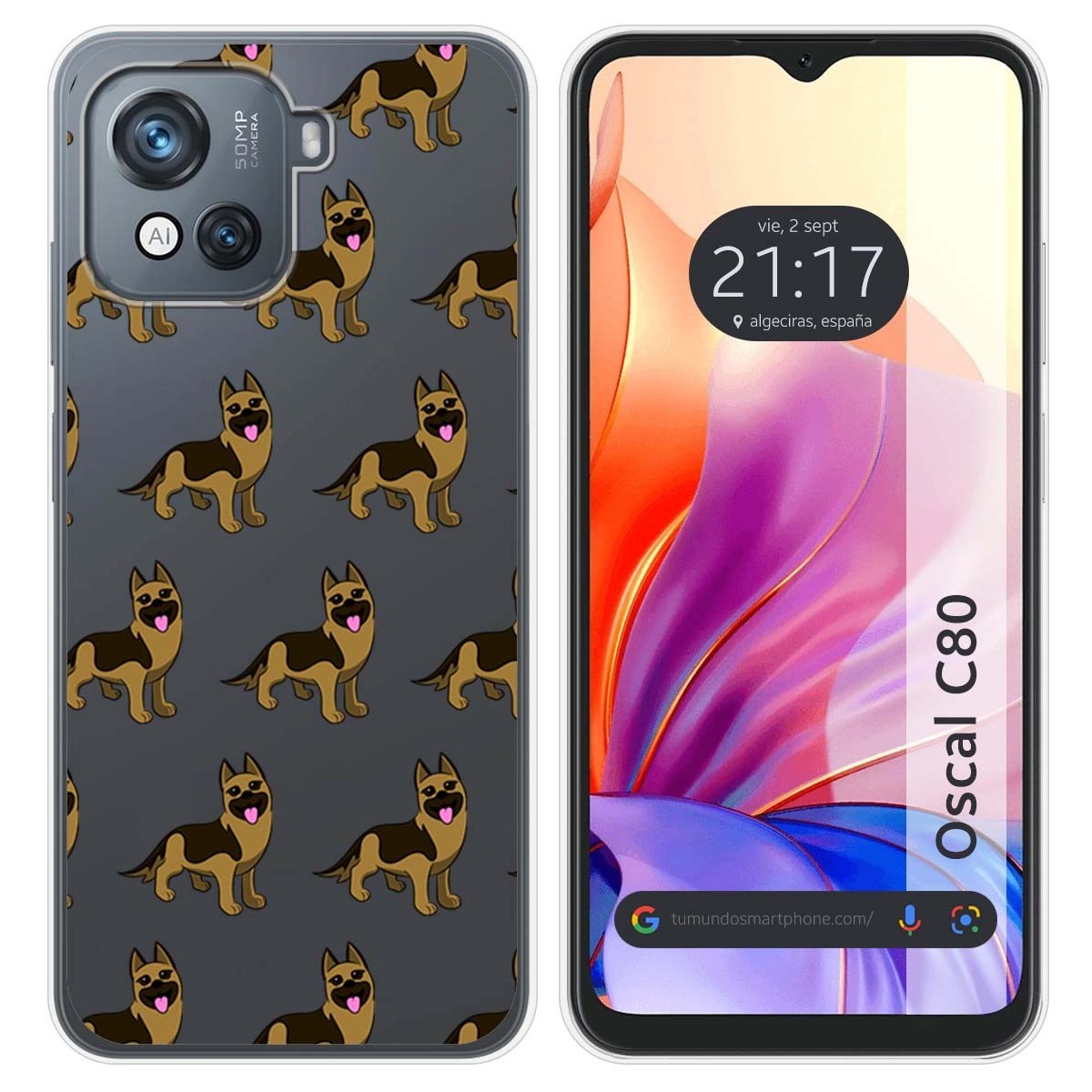 Funda Silicona Transparente para Blackview Oscal C80 diseño Perros 09 Dibujos