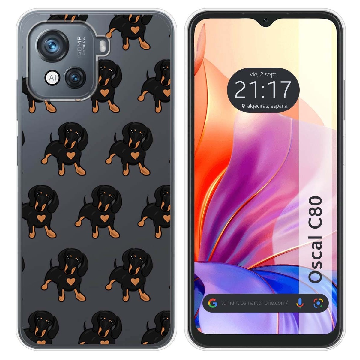 Funda Silicona Transparente para Blackview Oscal C80 diseño Perros 10 Dibujos