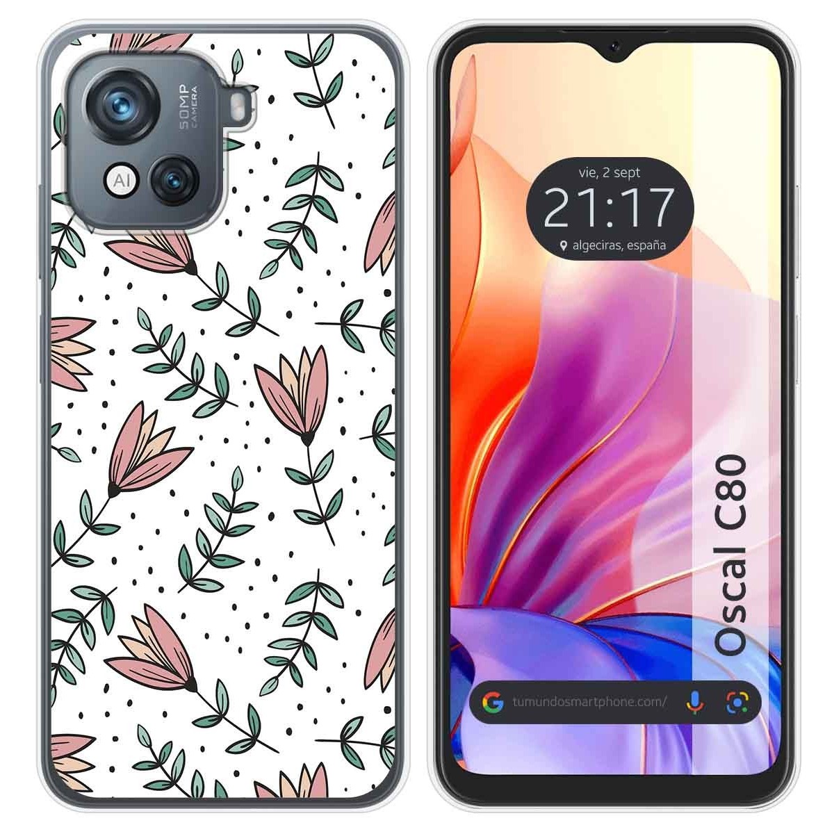 Funda Silicona Transparente para Blackview Oscal C80 diseño Flores 01 Dibujos