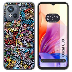 Funda Silicona Transparente para Blackview Oscal C80 diseño Flores 04 Dibujos
