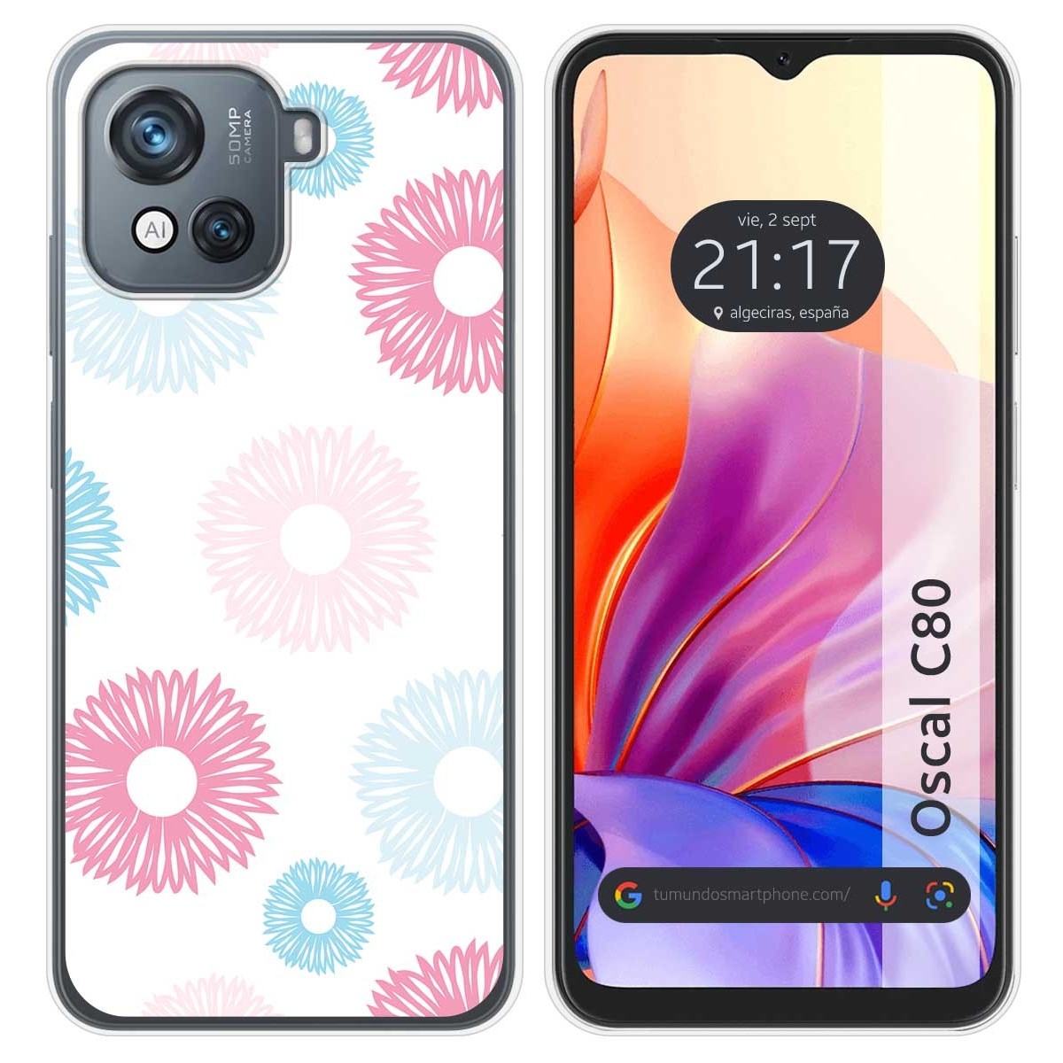 Funda Silicona Transparente para Blackview Oscal C80 diseño Flores 06 Dibujos