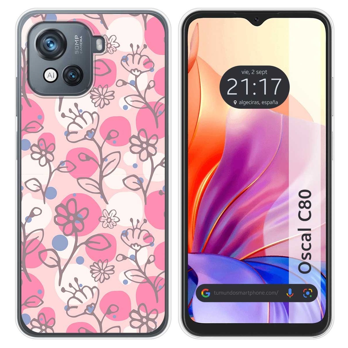 Funda Silicona Transparente para Blackview Oscal C80 diseño Flores 07 Dibujos