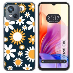 Funda Silicona Transparente para Blackview Oscal C80 diseño Flores 08 Dibujos