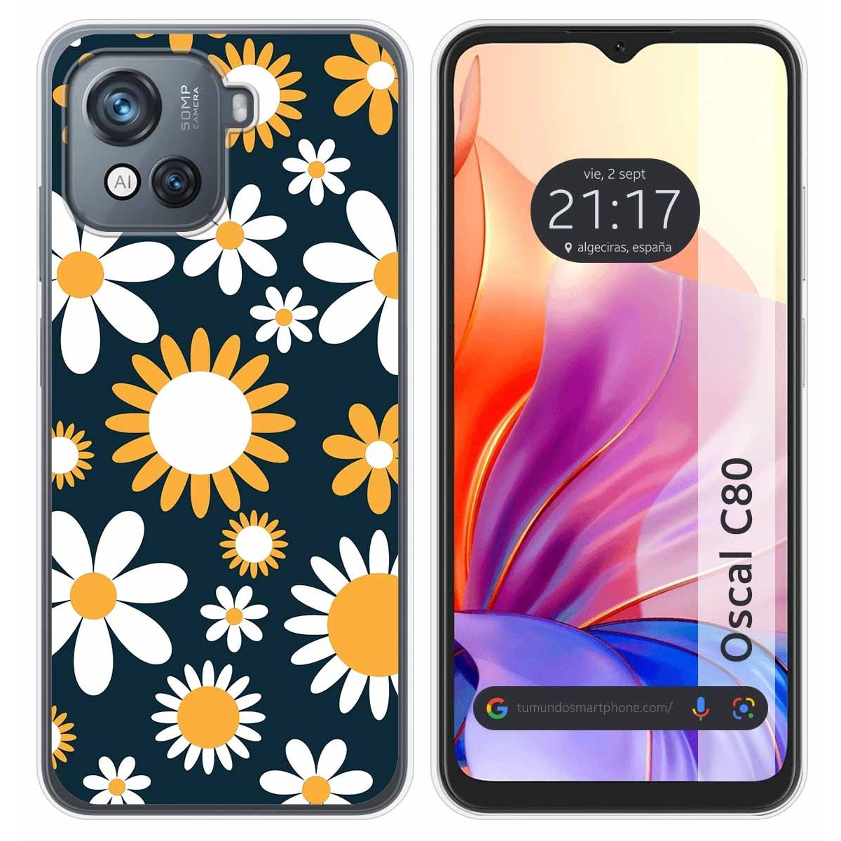 Funda Silicona Transparente para Blackview Oscal C80 diseño Flores 08 Dibujos