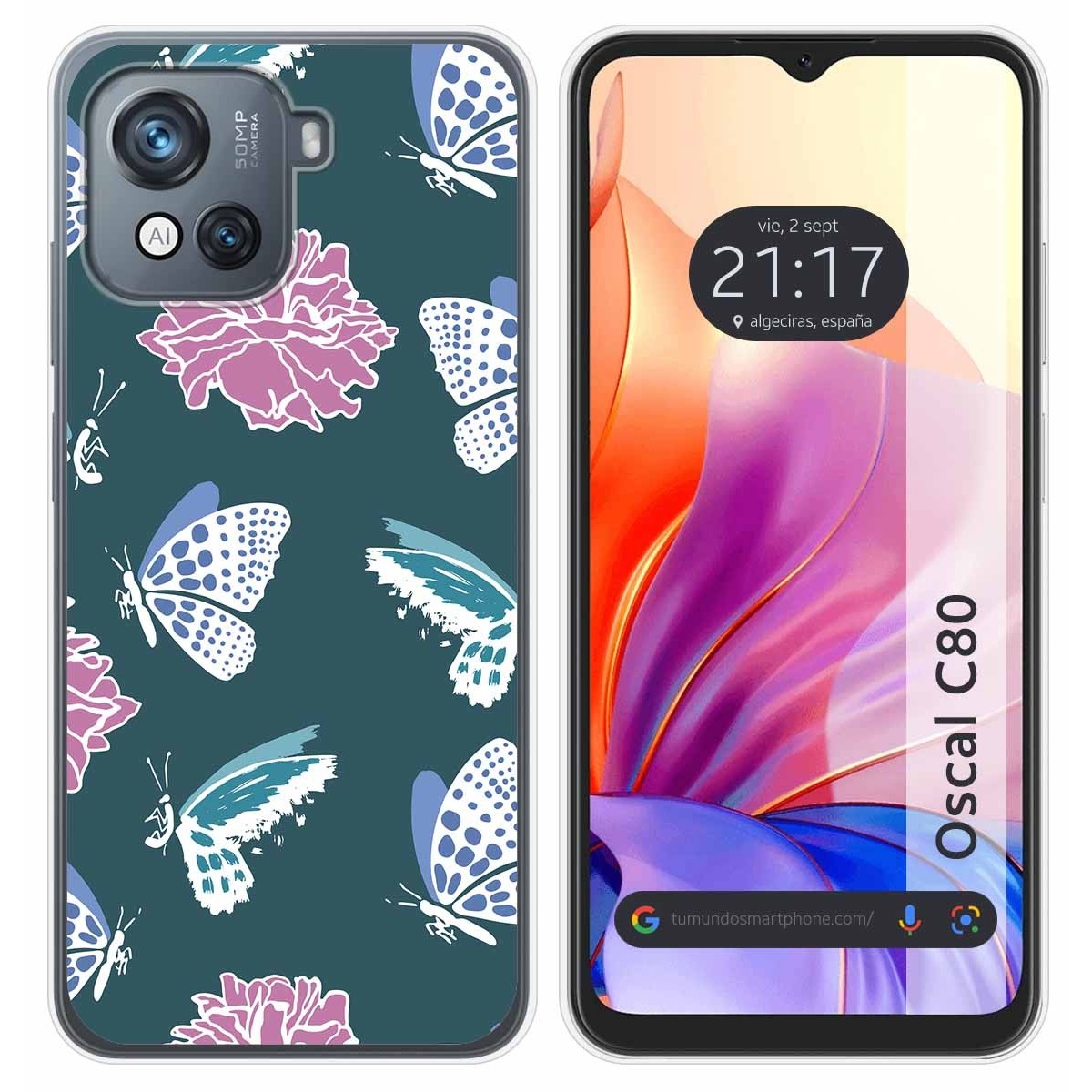Funda Silicona Transparente para Blackview Oscal C80 diseño Flores 10 Dibujos
