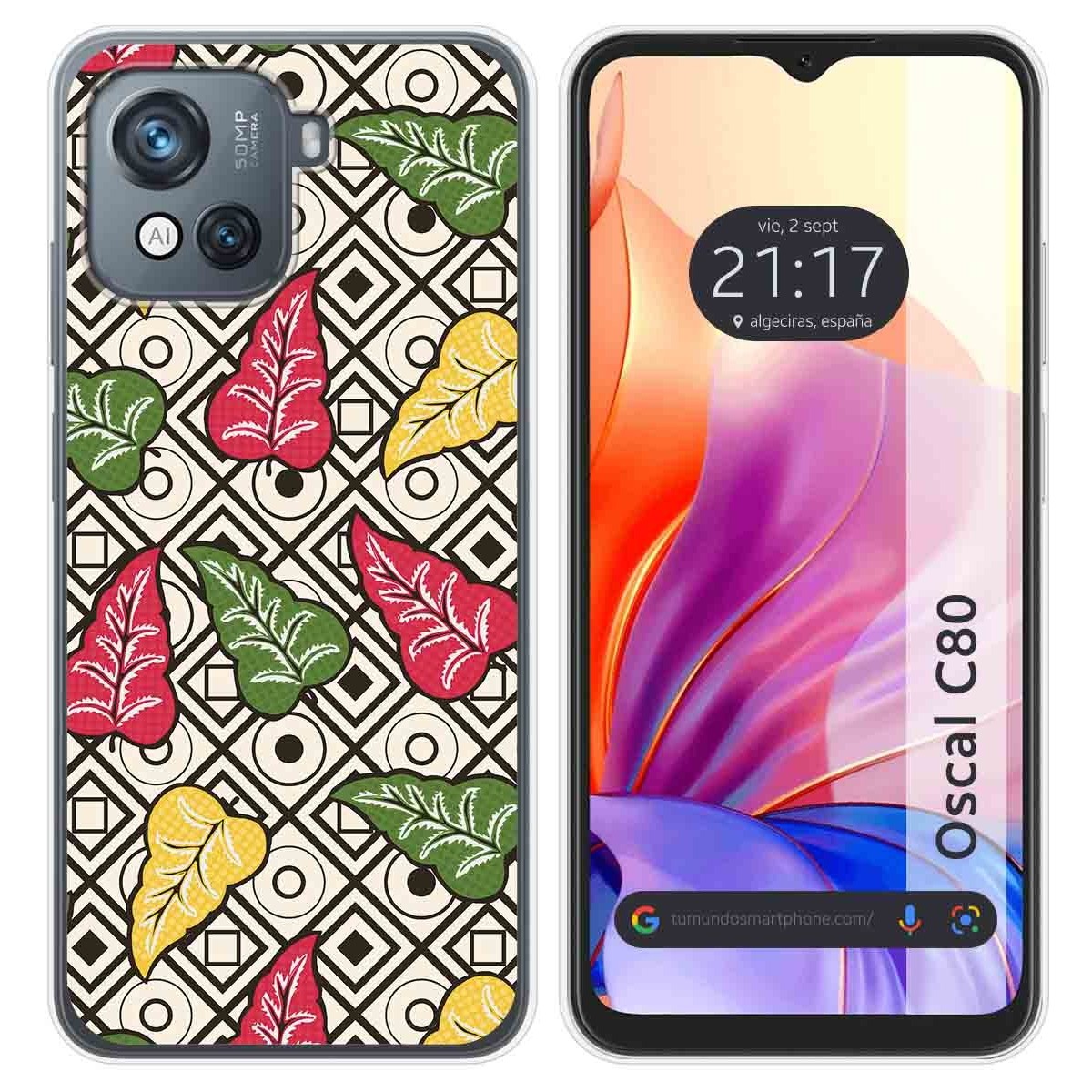 Funda Silicona Transparente para Blackview Oscal C80 diseño Flores 11 Dibujos