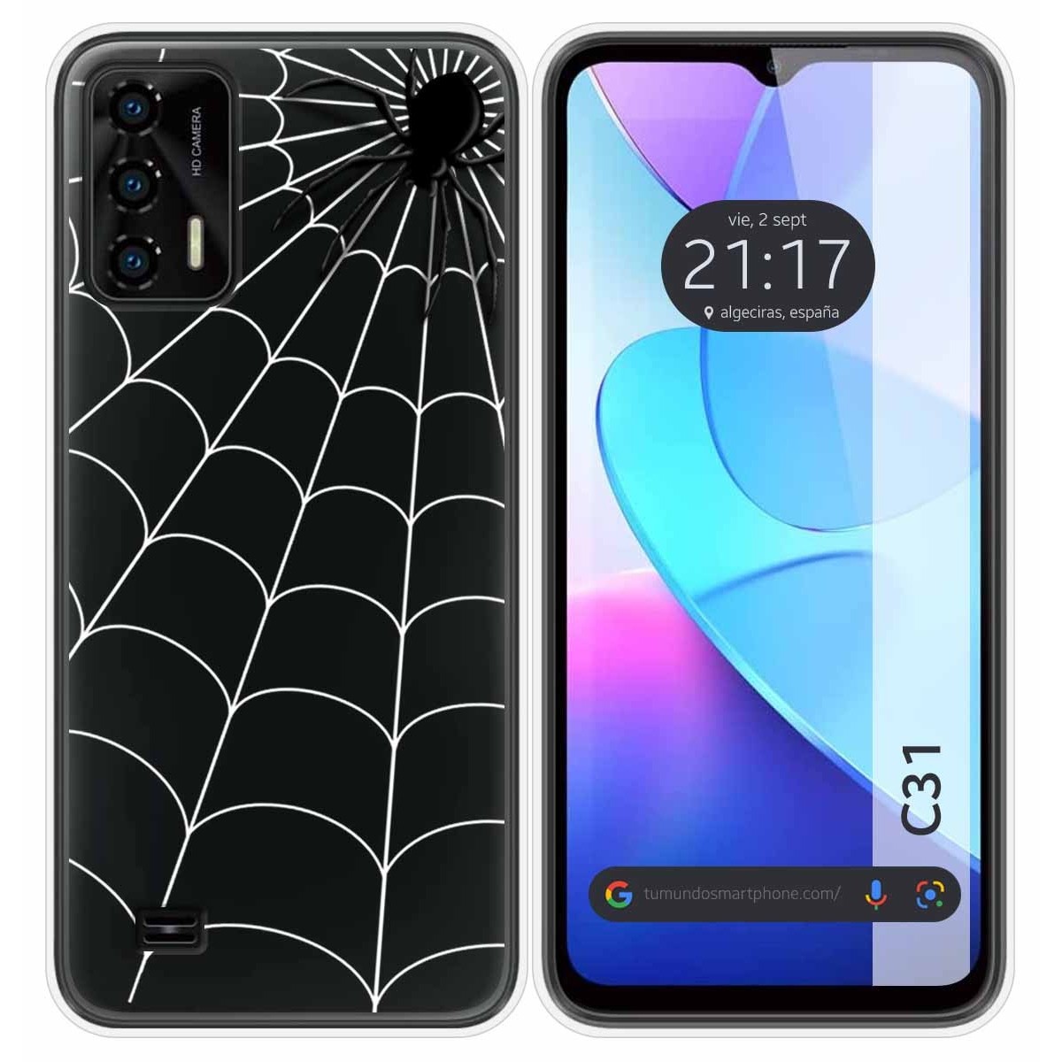 Funda Silicona Transparente para Oukitel C31 diseño Araña Dibujos