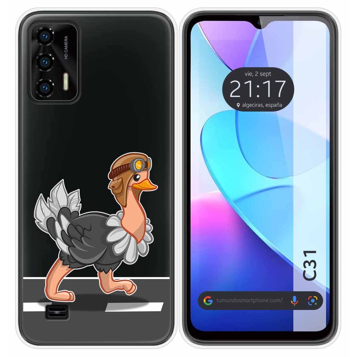 Funda Silicona Transparente para Oukitel C31 diseño Avestruz Dibujos