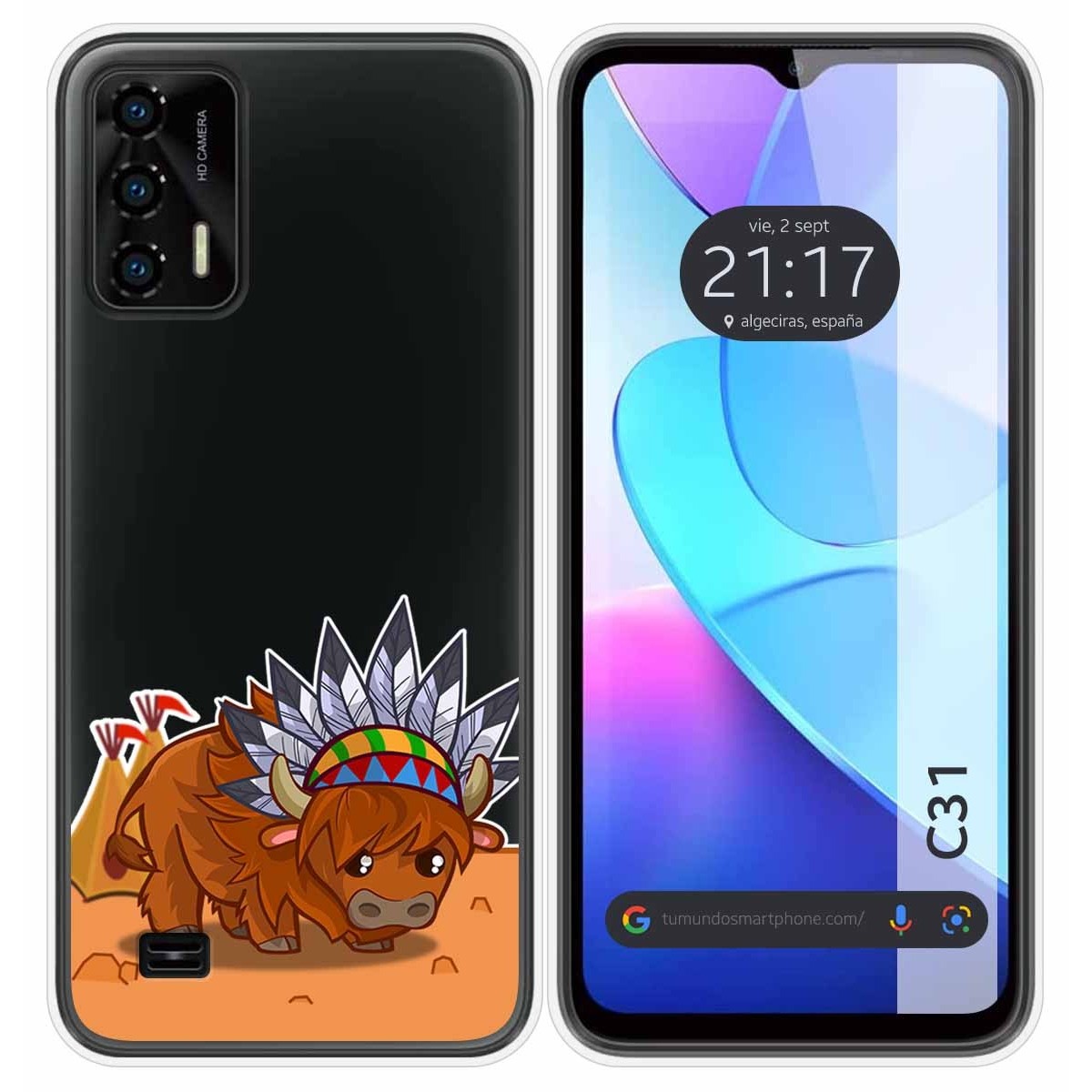 Funda Silicona Transparente para Oukitel C31 diseño Bufalo Dibujos
