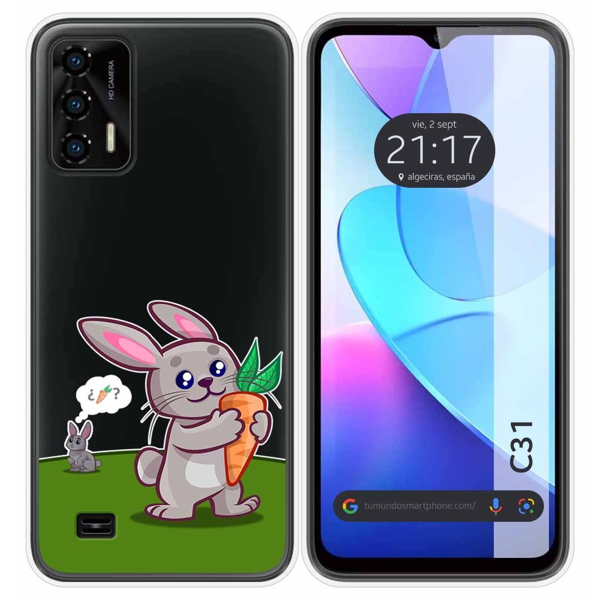 Funda Silicona Transparente para Oukitel C31 diseño Conejo Dibujos