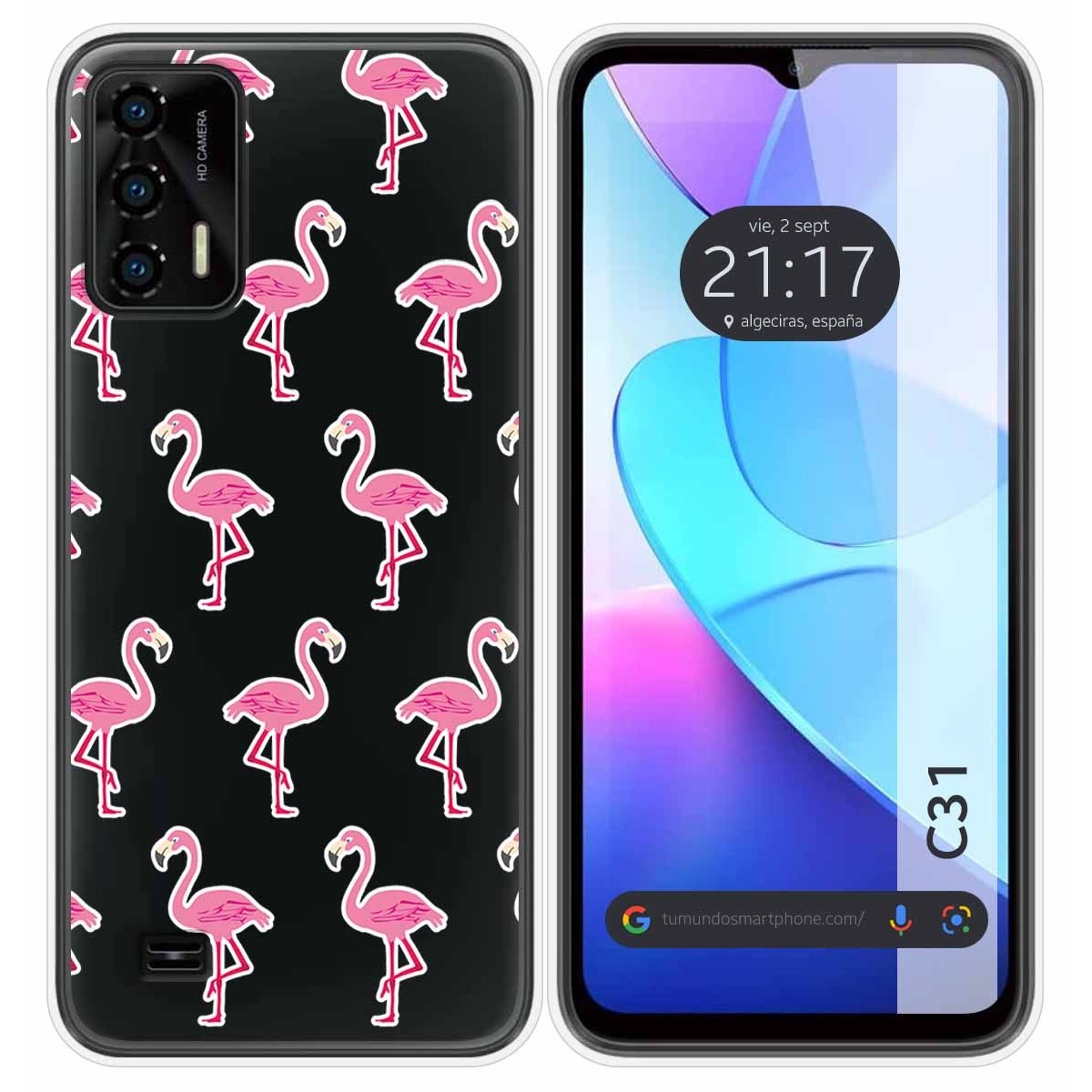 Funda Silicona Transparente para Oukitel C31 diseño Flamenco Dibujos