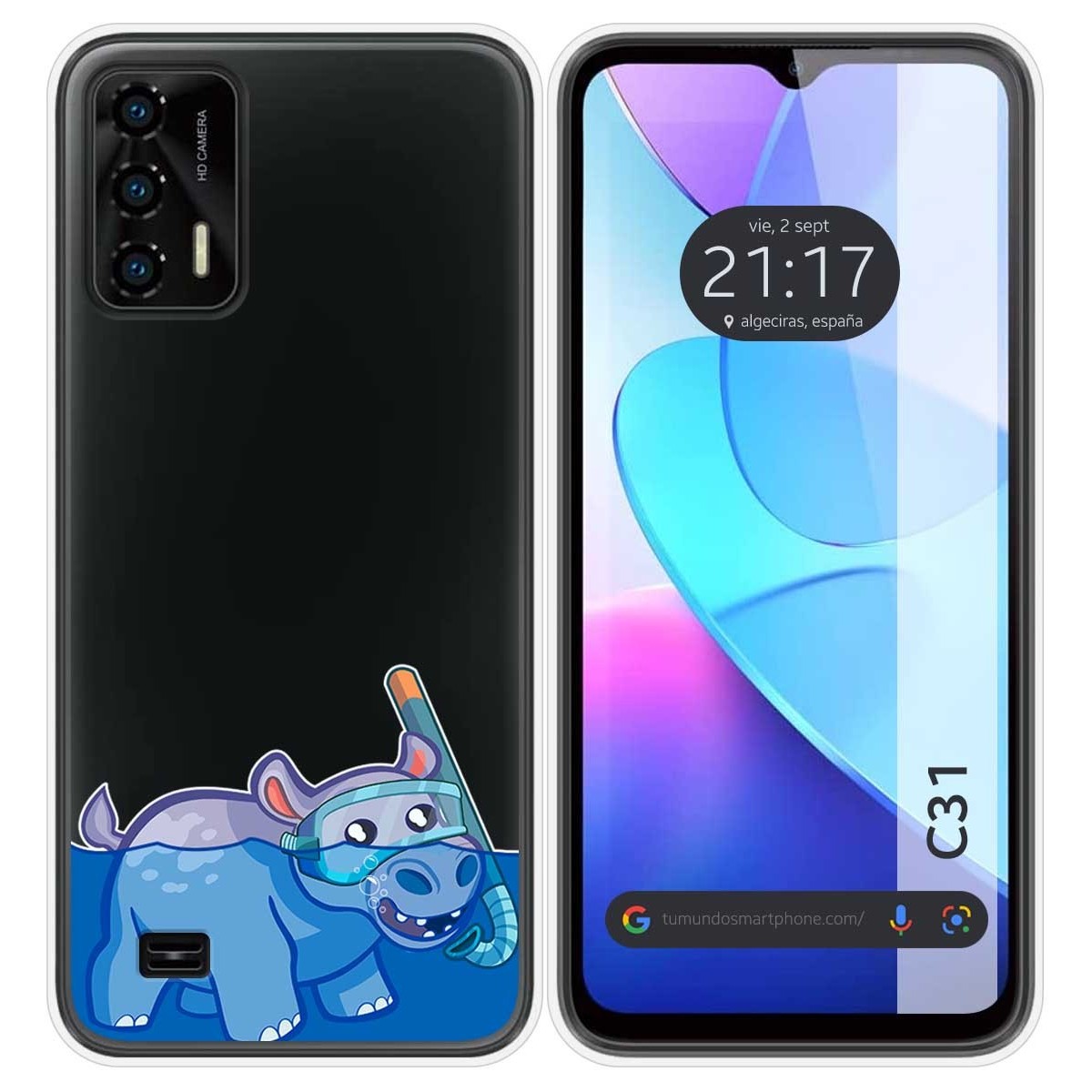 Funda Silicona Transparente para Oukitel C31 diseño Hipo Dibujos