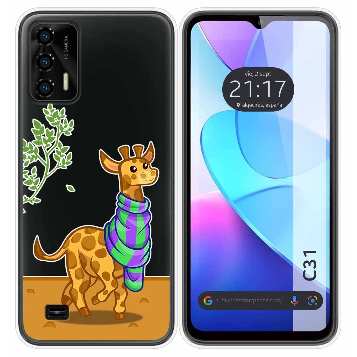 Funda Silicona Transparente para Oukitel C31 diseño Jirafa Dibujos