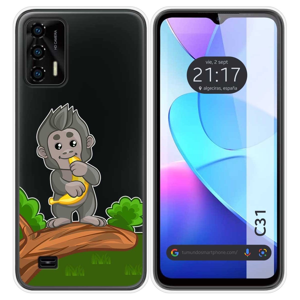Funda Silicona Transparente para Oukitel C31 diseño Mono Dibujos