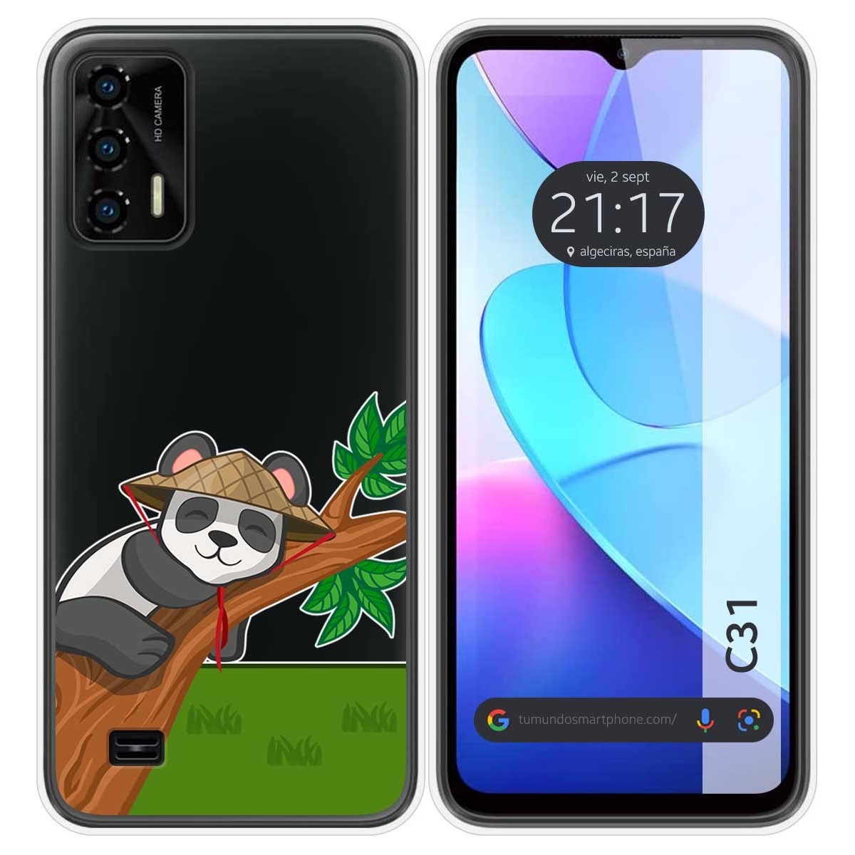 Funda Silicona Transparente para Oukitel C31 diseño Panda Dibujos