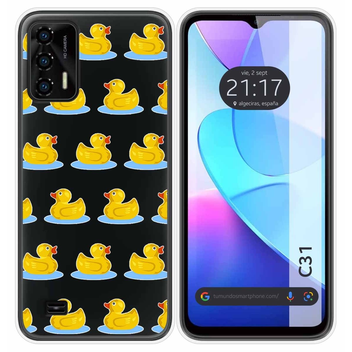 Funda Silicona Transparente para Oukitel C31 diseño Pato Dibujos