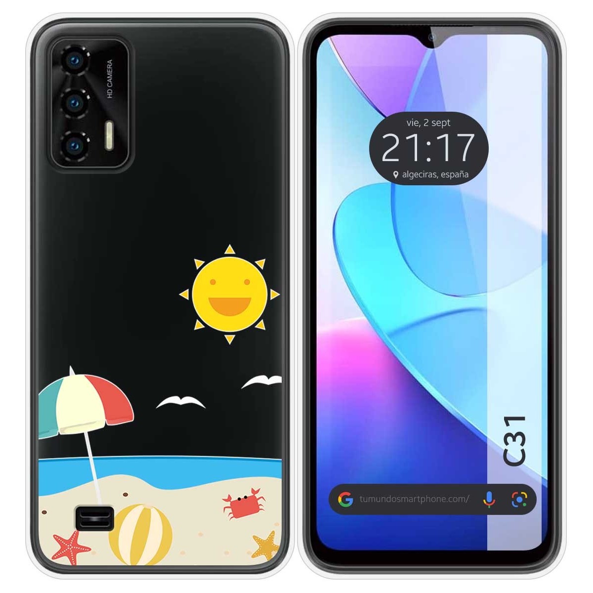 Funda Silicona Transparente para Oukitel C31 diseño Playa Dibujos