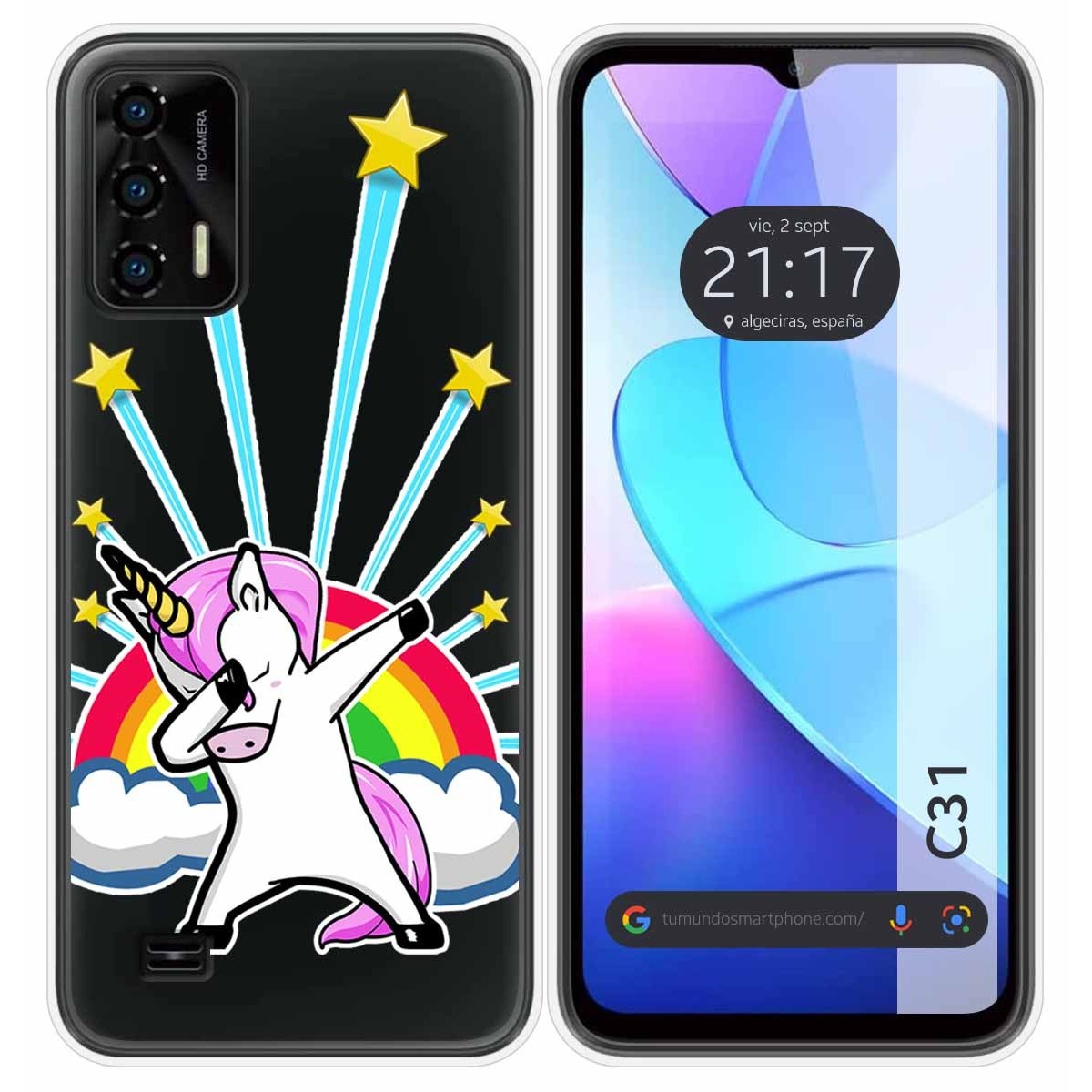 Funda Silicona Transparente para Oukitel C31 diseño Unicornio Dibujos
