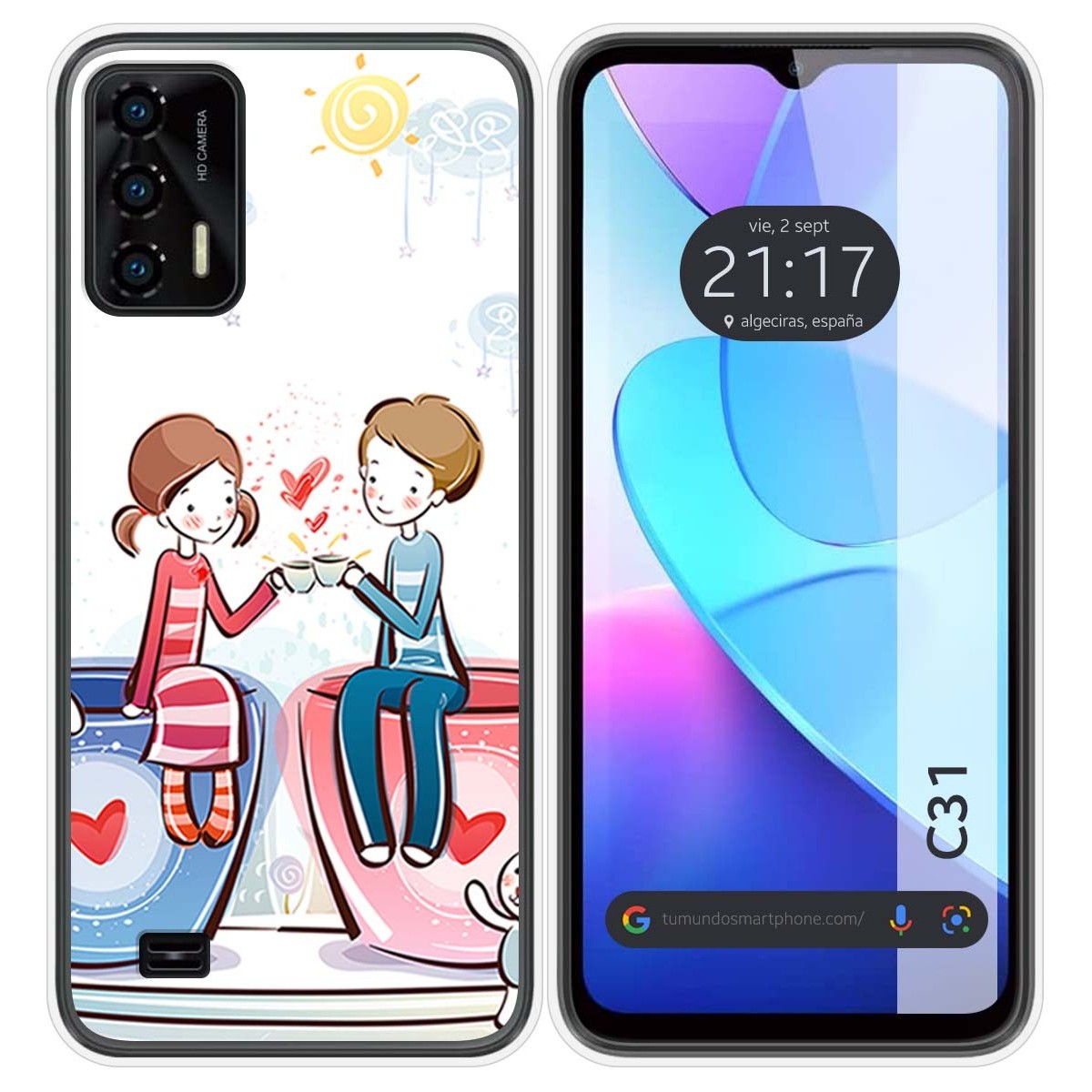 Funda Silicona para Oukitel C31 diseño Café Dibujos
