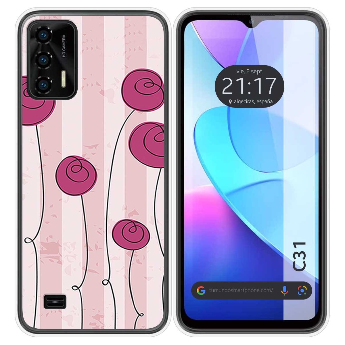Funda Silicona para Oukitel C31 diseño Flores Vintage Dibujos
