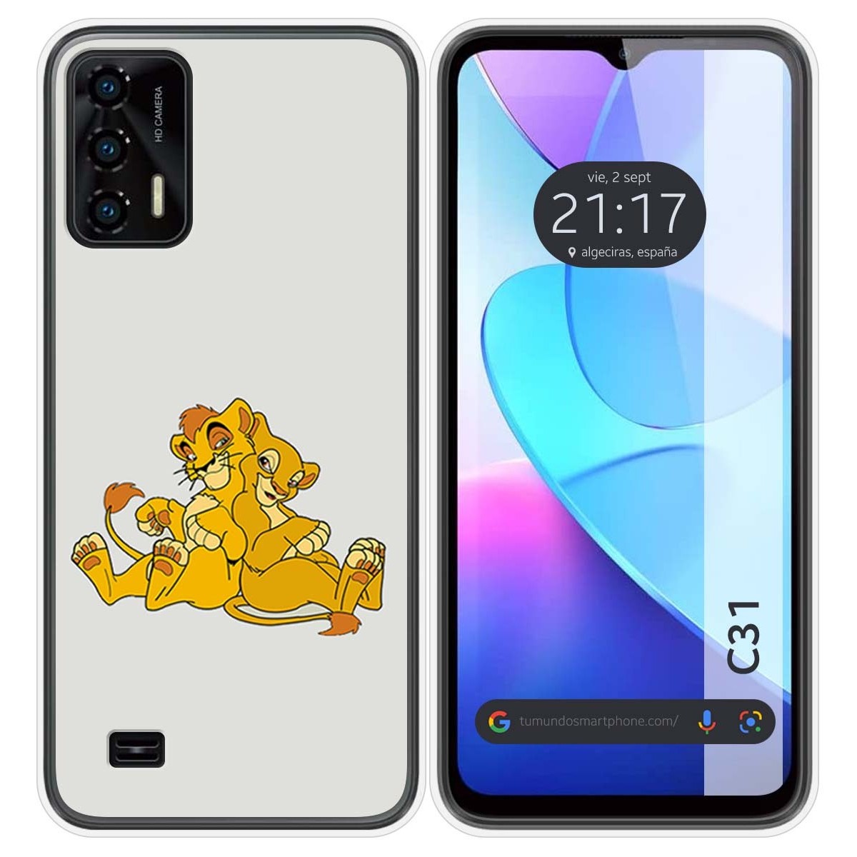Funda Silicona para Oukitel C31 diseño Leones Dibujos