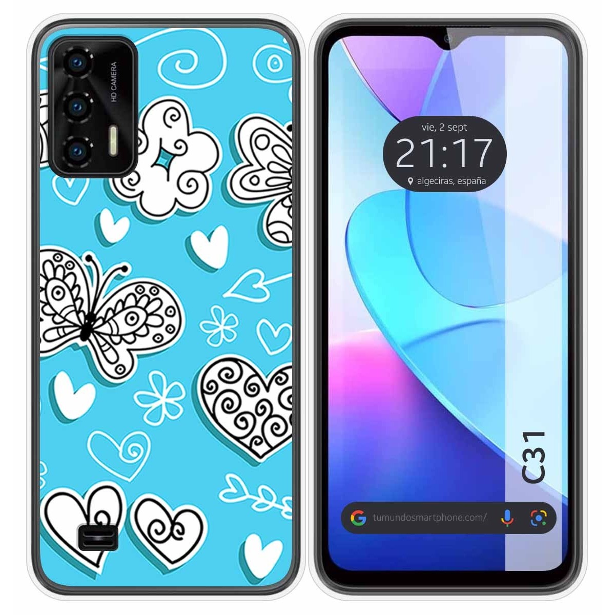 Funda Silicona para Oukitel C31 diseño Mariposas Dibujos